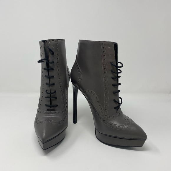 Saint Laurent - Size 37 - Janis 105 Booties - Calf Leather - Grey - Never Worn - Picture 2 of 13